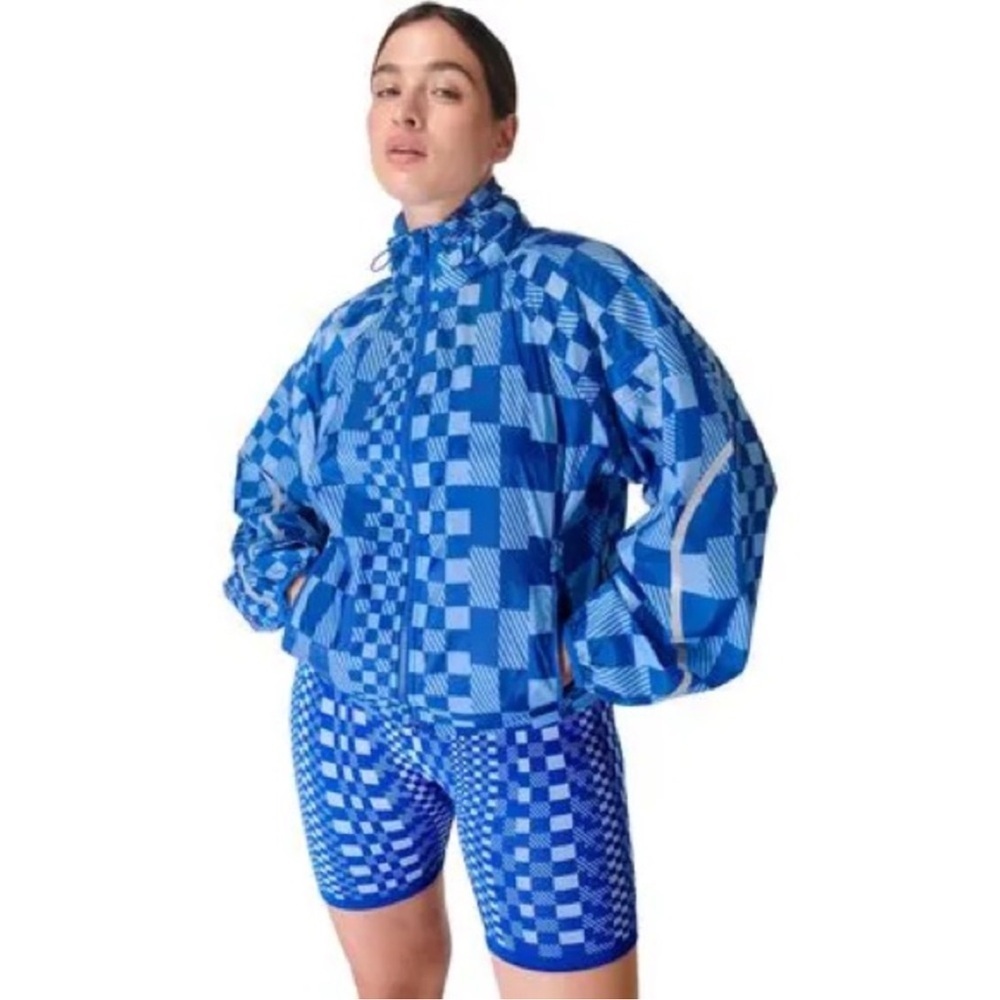 Sweaty Betty NWT Womens Pack Away Jacket Blue Textural Shift Print Sz M (8)